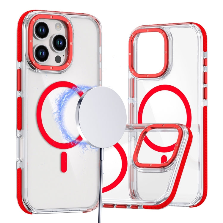 For iPhone 16 Pro Dual-Color Clear Acrylic Hybrid TPU MagSafe Phone Case