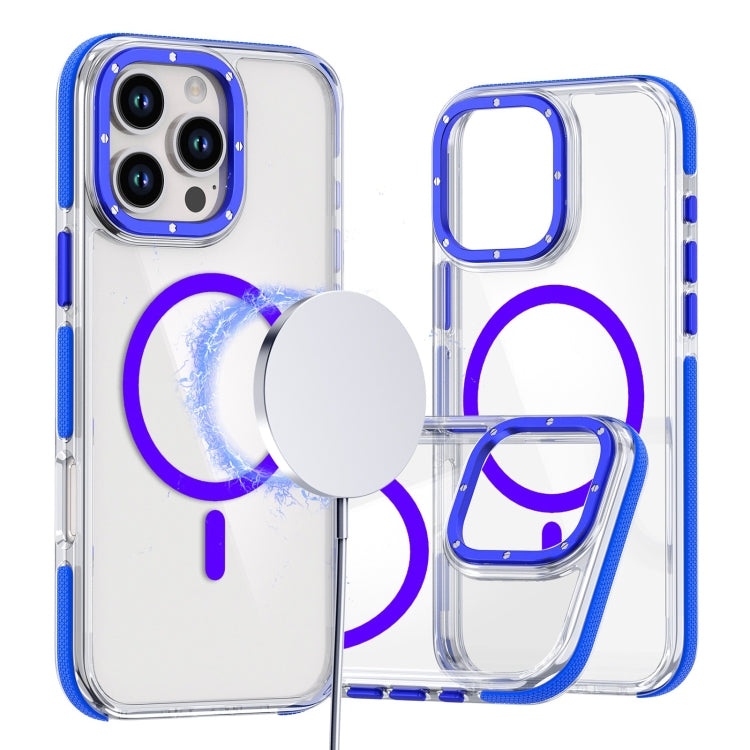 For iPhone 16 Pro Dual-Color Clear Acrylic Hybrid TPU MagSafe Phone Case