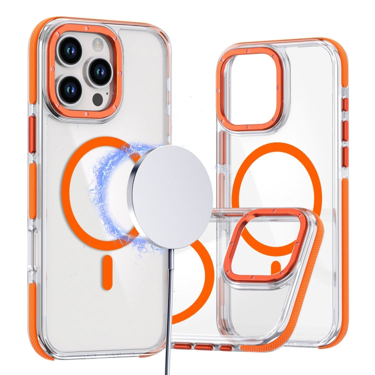 For iPhone 16 Pro Max Dual-Color Clear Acrylic Hybrid TPU MagSafe Phone Case