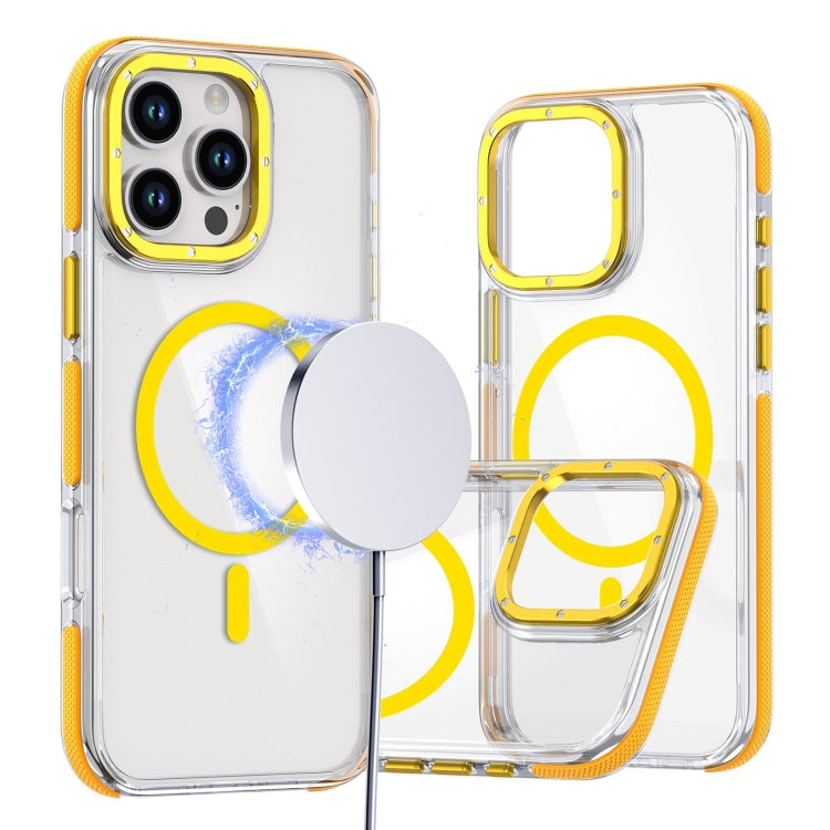 For iPhone 16 Pro Max Dual-Color Clear Acrylic Hybrid TPU MagSafe Phone Case