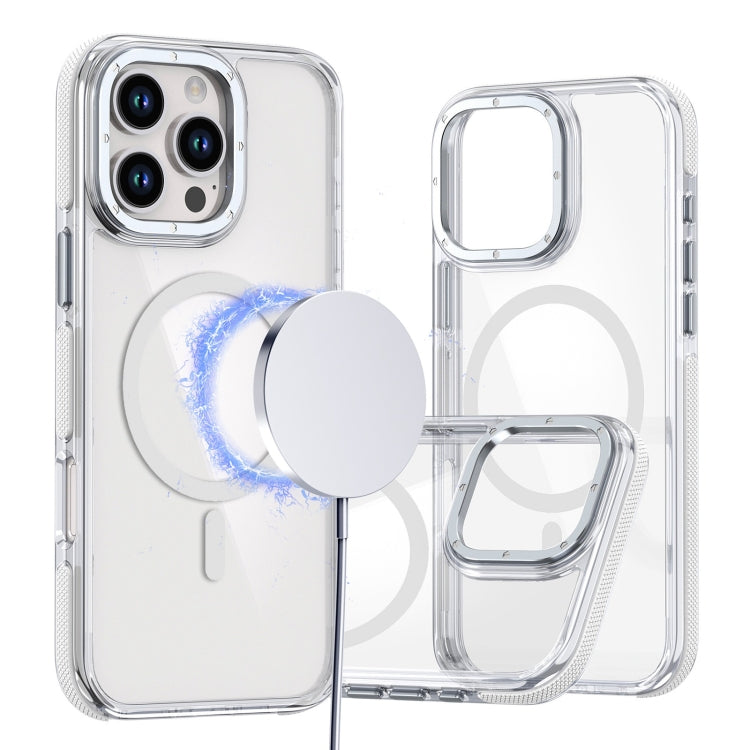 For iPhone 16 Pro Max Dual-Color Clear Acrylic Hybrid TPU MagSafe Phone Case