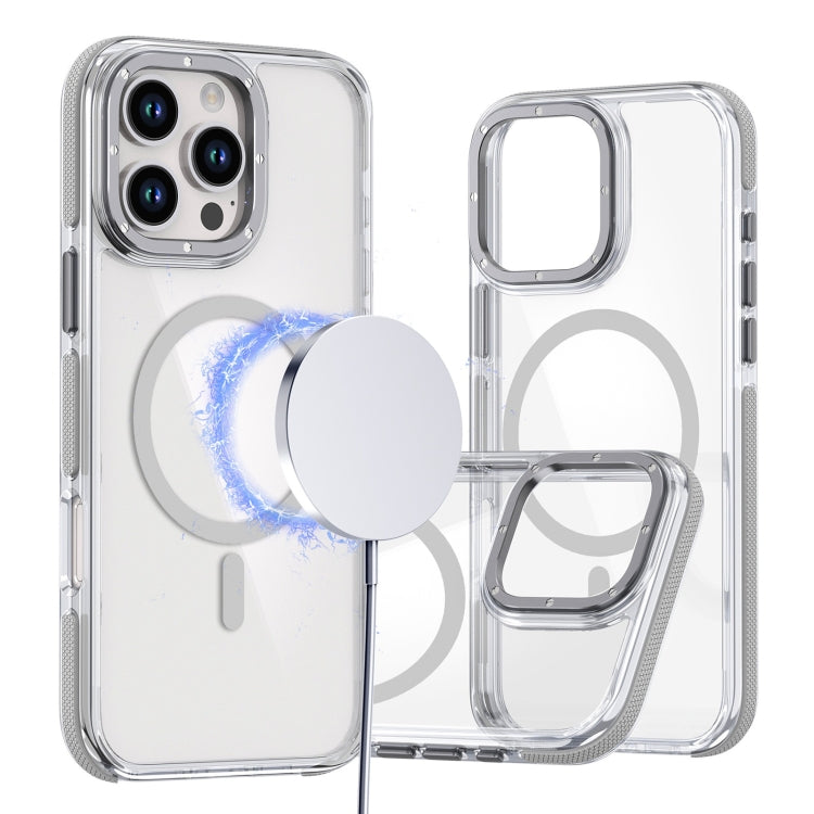 For iPhone 16 Pro Max Dual-Color Clear Acrylic Hybrid TPU MagSafe Phone Case