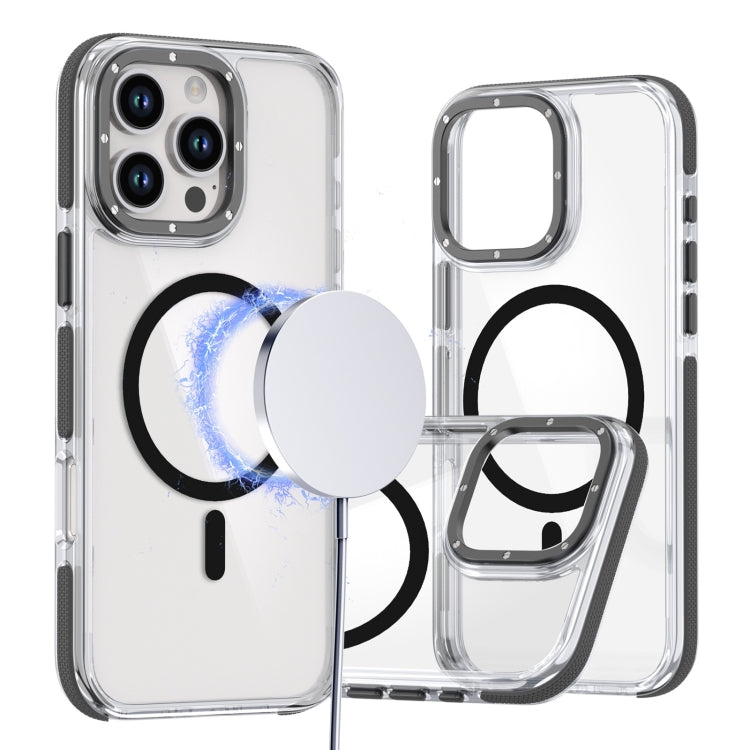 For iPhone 16 Pro Max Dual-Color Clear Acrylic Hybrid TPU MagSafe Phone Case