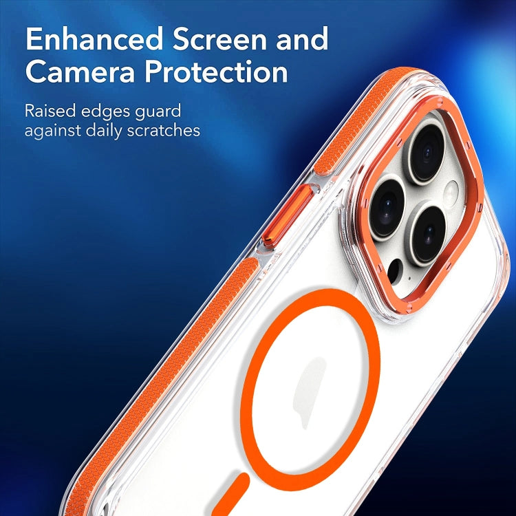 For iPhone 16 Pro Dual-Color Clear Acrylic Hybrid TPU MagSafe Phone Case