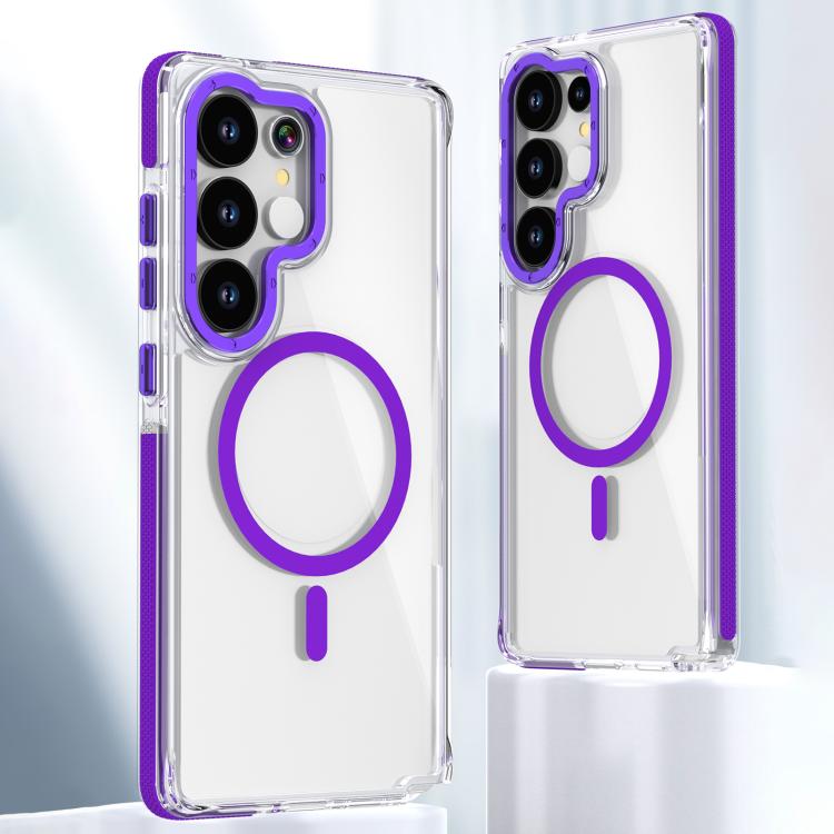 For Samsung Galaxy S25 Ultra 5G Dual-Color Clear Acrylic Hybrid TPU MagSafe Phone Case