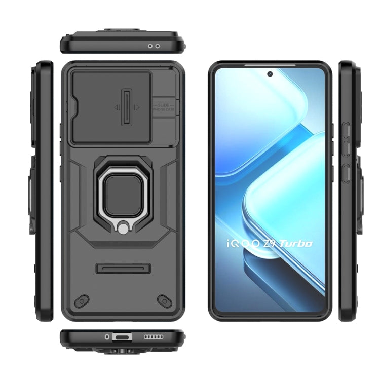 For vivo iQOO Z9 Turbo 5G Sliding Camshield TPU + PC Shockproof Phone Case with Holder
