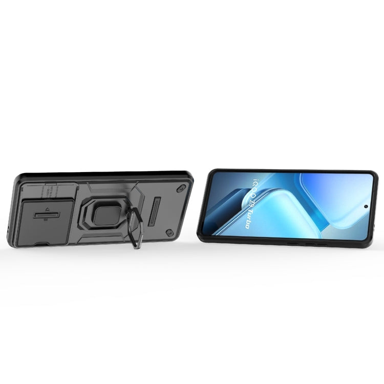 For vivo iQOO Z9 Turbo 5G Sliding Camshield TPU + PC Shockproof Phone Case with Holder