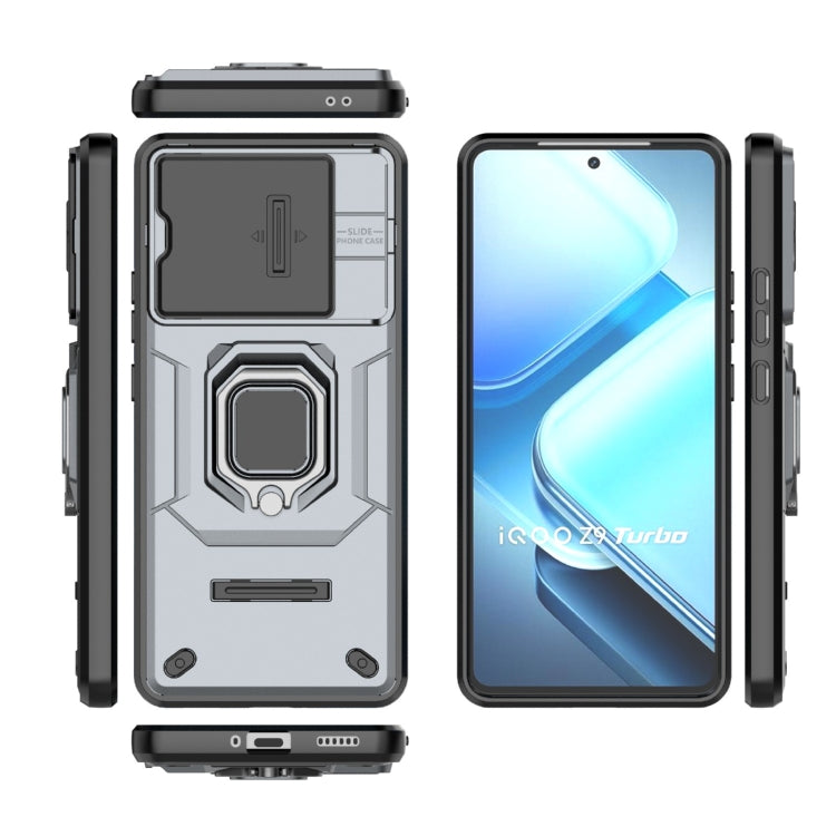 For vivo iQOO Z9 Turbo 5G Sliding Camshield TPU + PC Shockproof Phone Case with Holder