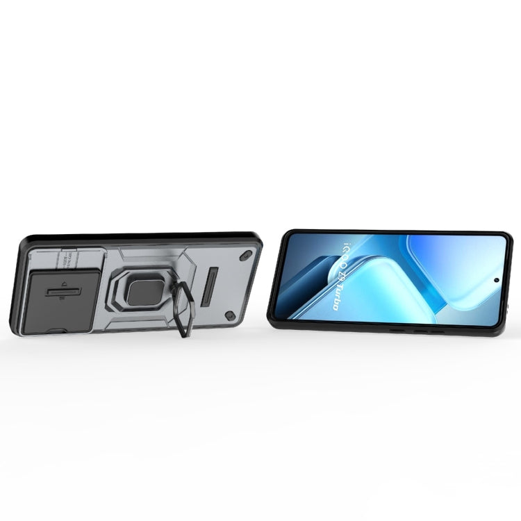 For vivo iQOO Z9 Turbo 5G Sliding Camshield TPU + PC Shockproof Phone Case with Holder