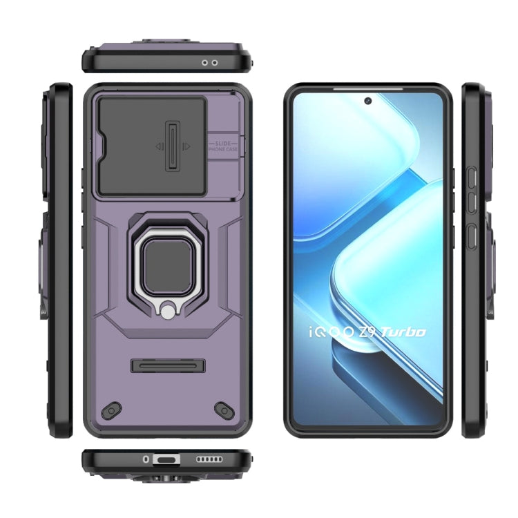 For vivo iQOO Z9 Turbo 5G Sliding Camshield TPU + PC Shockproof Phone Case with Holder
