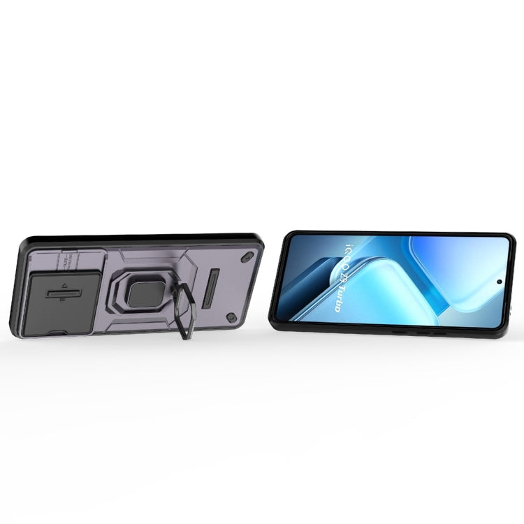 For vivo iQOO Z9 Turbo 5G Sliding Camshield TPU + PC Shockproof Phone Case with Holder