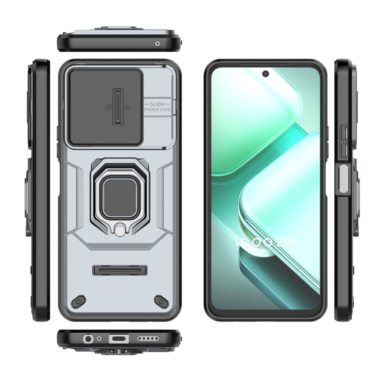 For vivo iQOO Z9X 5G Sliding Camshield TPU + PC Shockproof Phone Case with Holder
