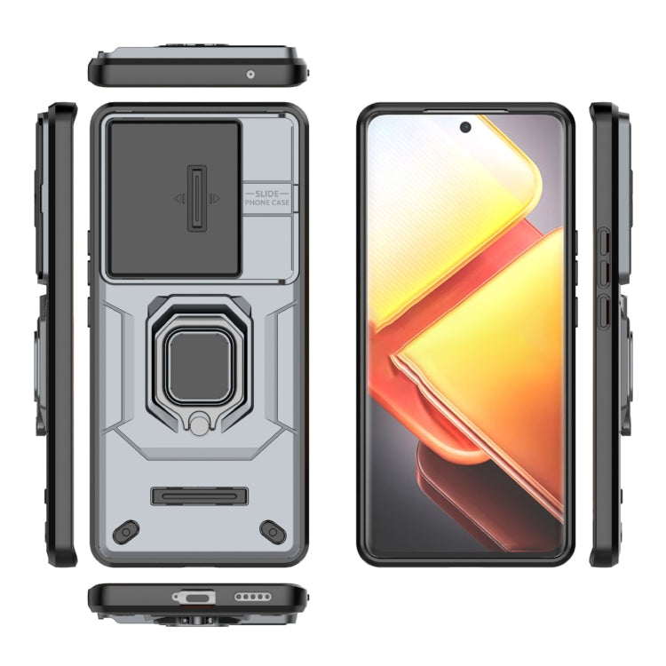 For vivo iQOO Z9s Pro 5G Global Sliding Camshield TPU + PC Shockproof Phone Case with Holder