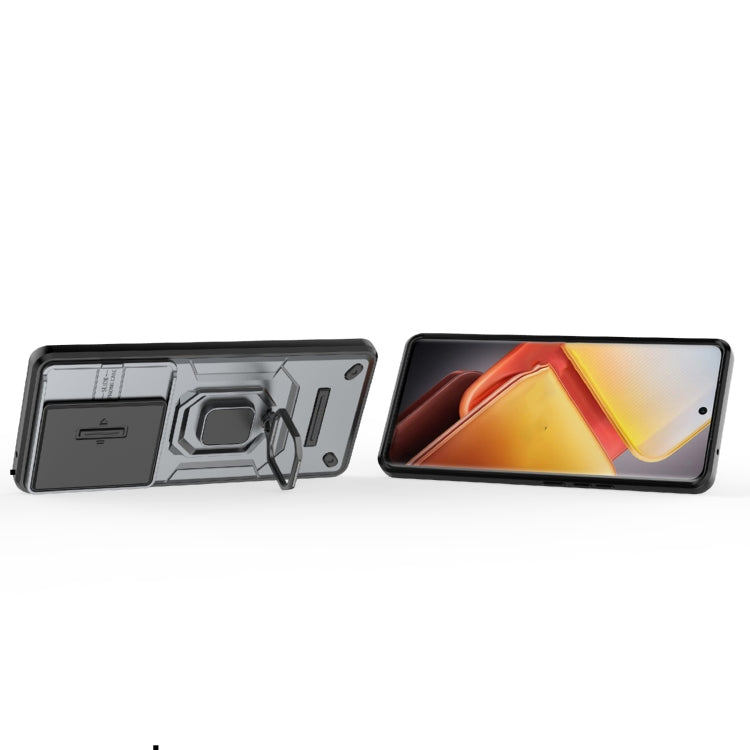 For vivo iQOO Z9s Pro 5G Global Sliding Camshield TPU + PC Shockproof Phone Case with Holder