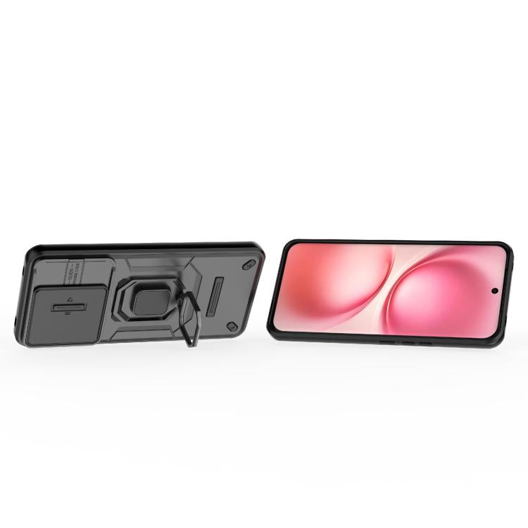 For vivo V60 5G Global Sliding Camshield TPU + PC Shockproof Phone Case with Holder