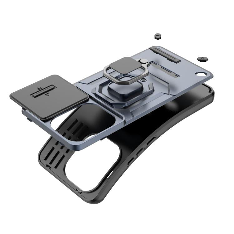 For vivo V60 5G Global Sliding Camshield TPU + PC Shockproof Phone Case with Holder