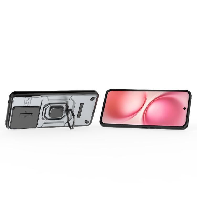 For vivo V60 5G Global Sliding Camshield TPU + PC Shockproof Phone Case with Holder
