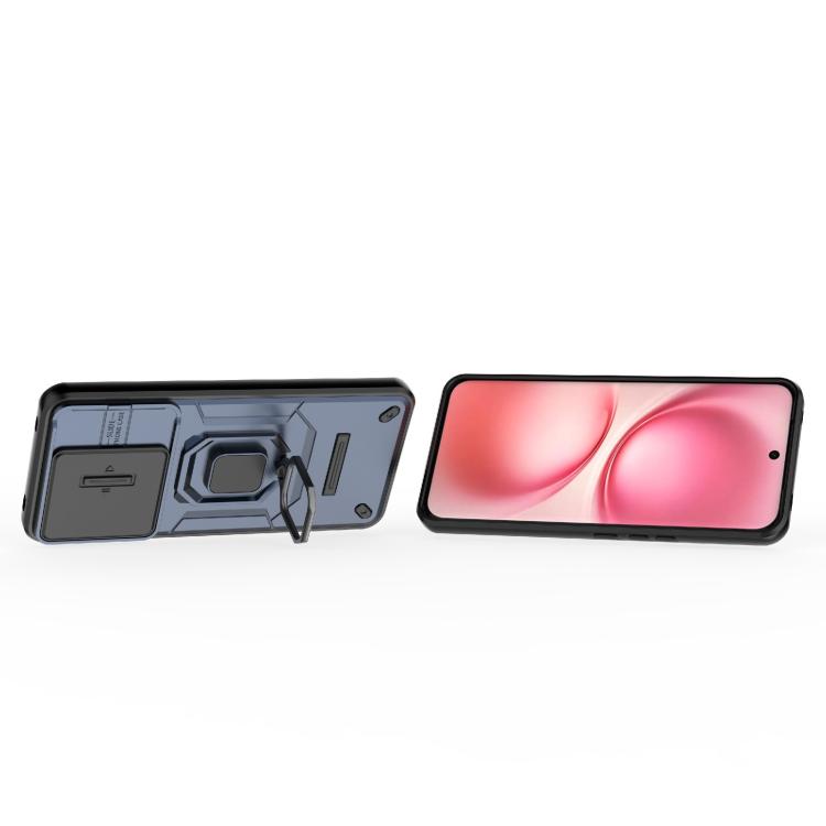 For vivo V60 5G Global Sliding Camshield TPU + PC Shockproof Phone Case with Holder