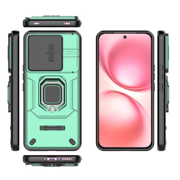 For vivo V60 5G Global Sliding Camshield TPU + PC Shockproof Phone Case with Holder