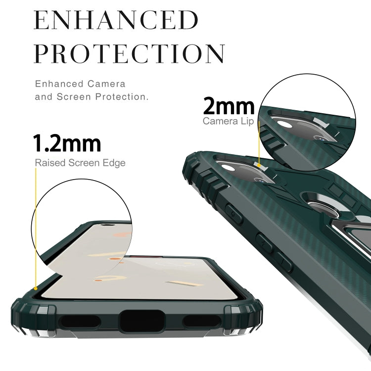 For Xiaomi Redmi 9C Carbon Fiber Protective Case with 360 Degree Rotating Ring Holder