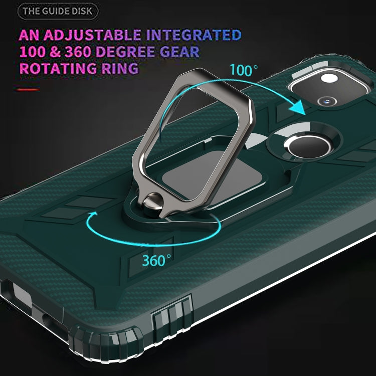 For Xiaomi Redmi 9C Carbon Fiber Protective Case with 360 Degree Rotating Ring Holder