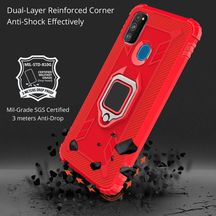 For Huawei P Smart 2020 Carbon Fiber Protective Case with 360 Degree Rotating Ring Holder