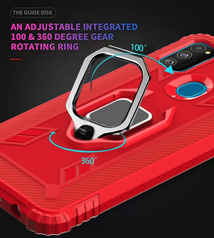 For Huawei P Smart 2020 Carbon Fiber Protective Case with 360 Degree Rotating Ring Holder