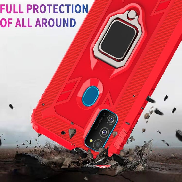 For Huawei P Smart 2020 Carbon Fiber Protective Case with 360 Degree Rotating Ring Holder
