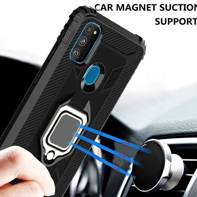 For Huawei P Smart 2020 Carbon Fiber Protective Case with 360 Degree Rotating Ring Holder
