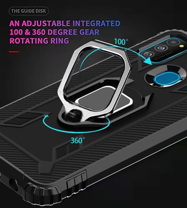 For Huawei P Smart 2020 Carbon Fiber Protective Case with 360 Degree Rotating Ring Holder