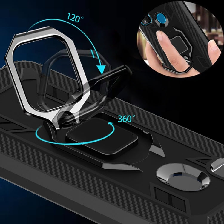 For Huawei P Smart 2020 Carbon Fiber Protective Case with 360 Degree Rotating Ring Holder