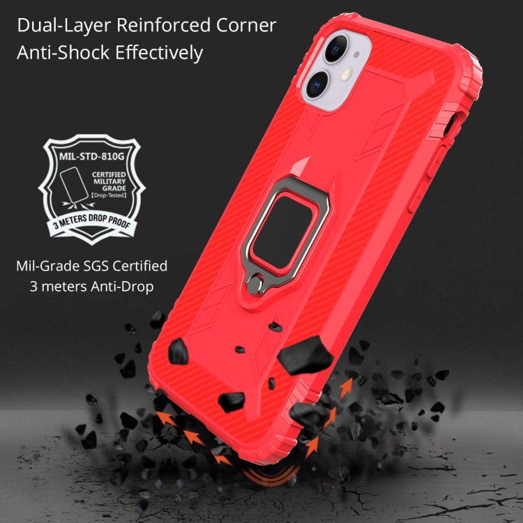For iPhone 12 mini Carbon Fiber Protective Case with 360 Degree Rotating Ring Holder