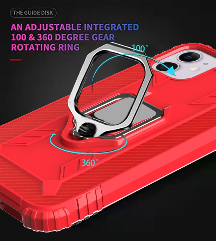 For iPhone 12 mini Carbon Fiber Protective Case with 360 Degree Rotating Ring Holder
