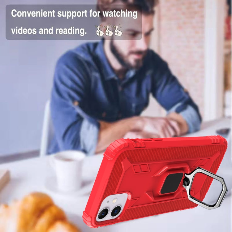 For iPhone 12 mini Carbon Fiber Protective Case with 360 Degree Rotating Ring Holder