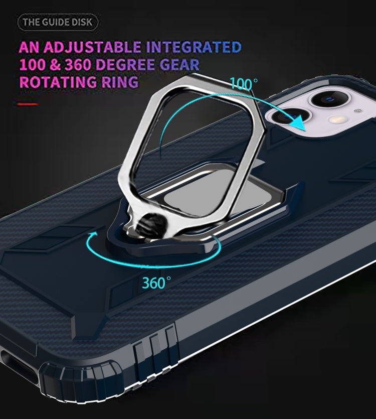 For iPhone 12 Pro Max Carbon Fiber Protective Case with 360 Degree Rotating Ring Holder