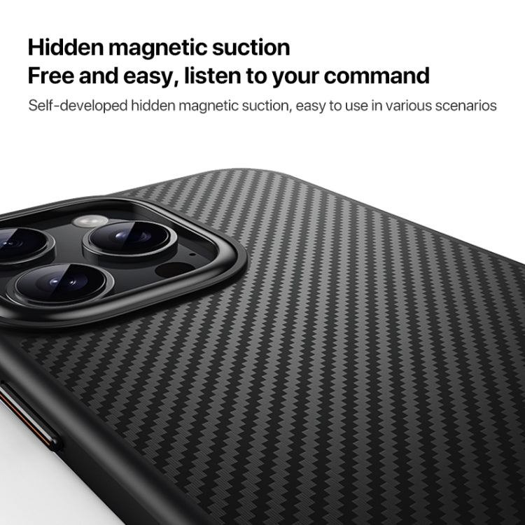 For iPhone 16 Pro Max Kevlar Fiber Texture Shockproof Magnetic Phone Case - Black