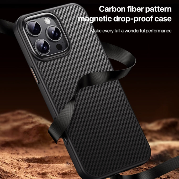 For iPhone 16 Pro Max Kevlar Fiber Texture Shockproof Magnetic Phone Case - Black