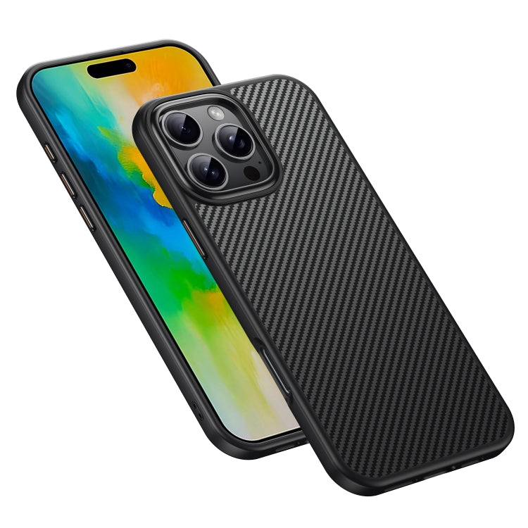 For iPhone 16 Pro Kevlar Fiber Texture Shockproof Magnetic Phone Case - Black