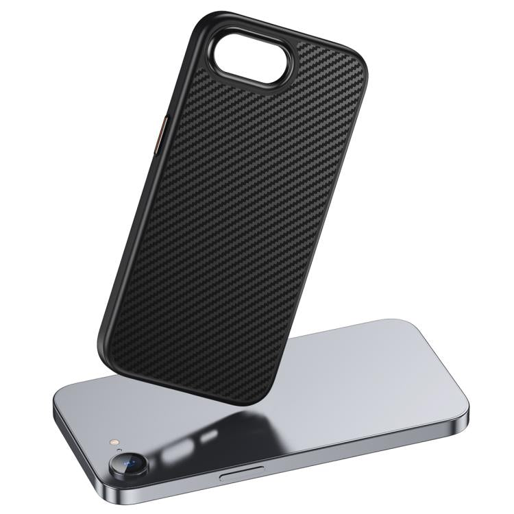 For iPhone 17e / 16e Kevlar Fiber Texture Shockproof Magnetic Phone Case - Black