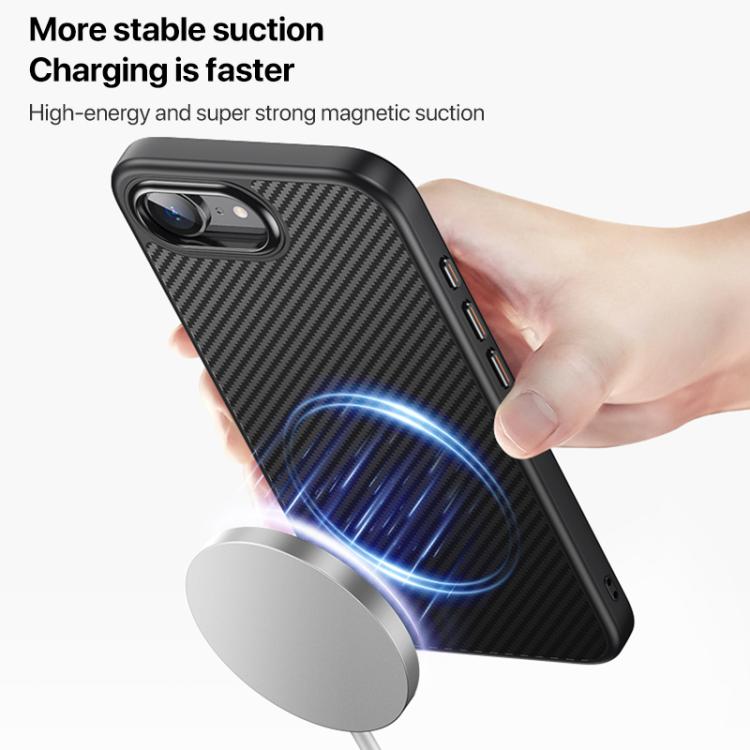 For iPhone 17e / 16e Kevlar Fiber Texture Shockproof Magnetic Phone Case - Black