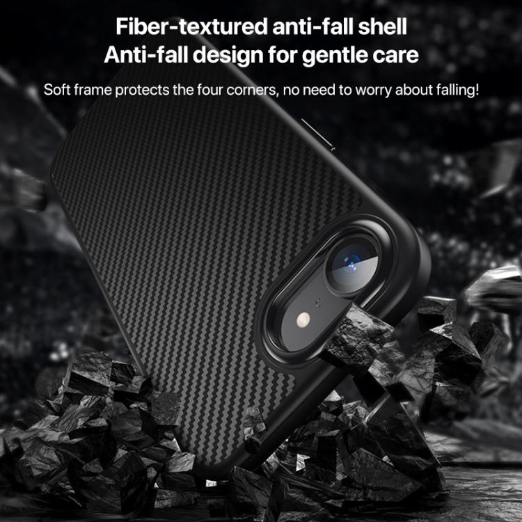 For iPhone 17e / 16e Kevlar Fiber Texture Shockproof Magnetic Phone Case - Black
