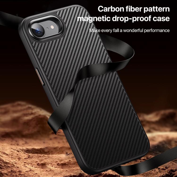 For iPhone 17e / 16e Kevlar Fiber Texture Shockproof Magnetic Phone Case - Black