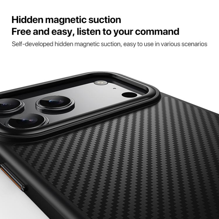 For iPhone 17 Pro Max Kevlar Fiber Texture Shockproof Magnetic Phone Case - Black