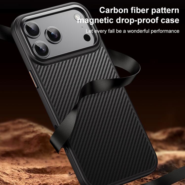 For iPhone 17 Pro Max Kevlar Fiber Texture Shockproof Magnetic Phone Case - Black