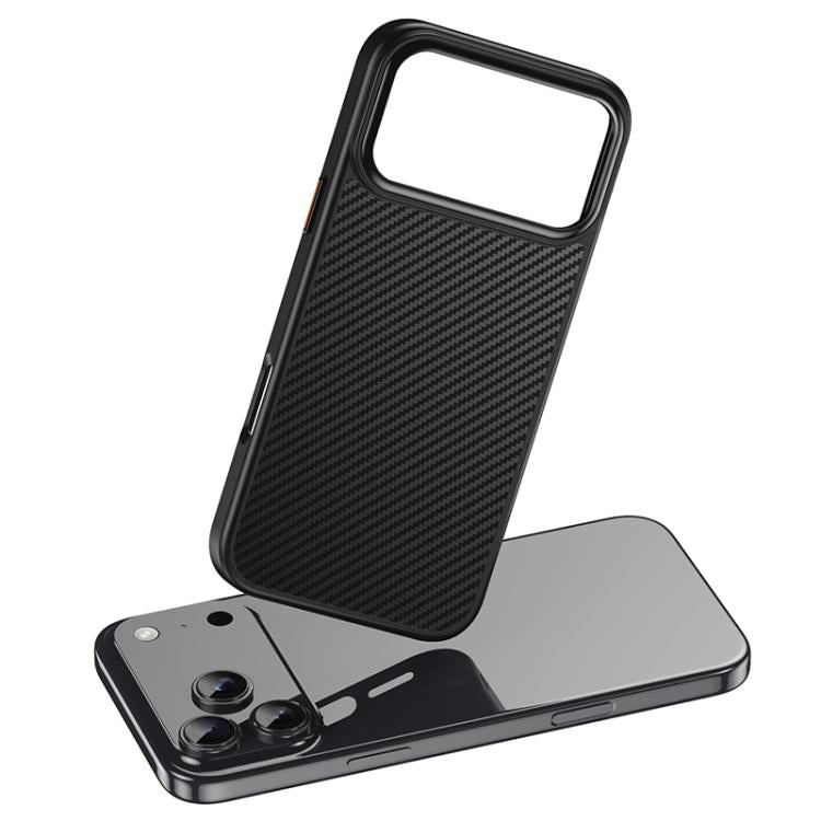 For iPhone 17 Pro Kevlar Fiber Texture Shockproof Magnetic Phone Case - Black