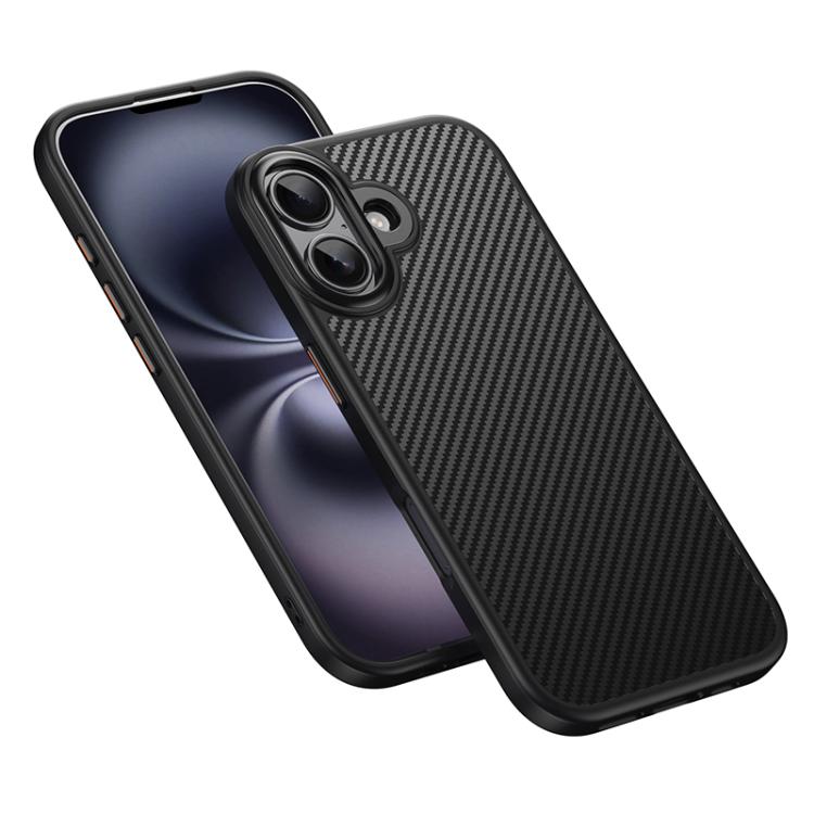 For iPhone 17 Kevlar Fiber Texture Shockproof Magnetic Phone Case - Black