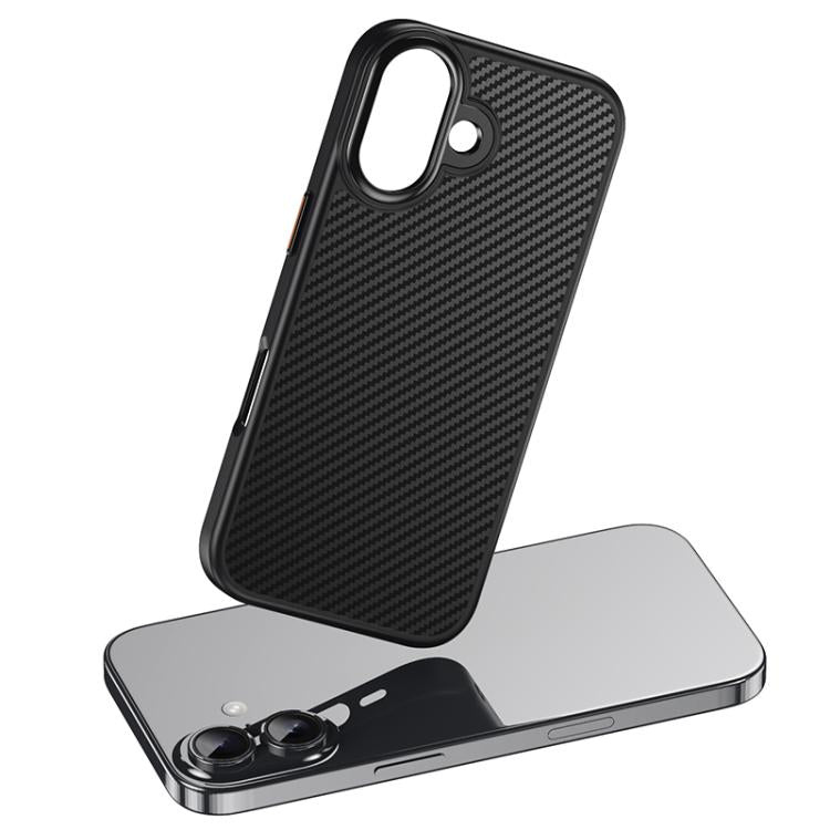 For iPhone 17 Kevlar Fiber Texture Shockproof Magnetic Phone Case - Black