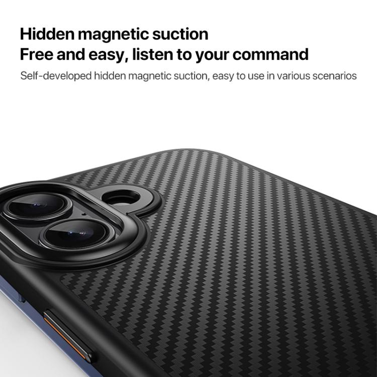 For iPhone 17 Kevlar Fiber Texture Shockproof Magnetic Phone Case - Black