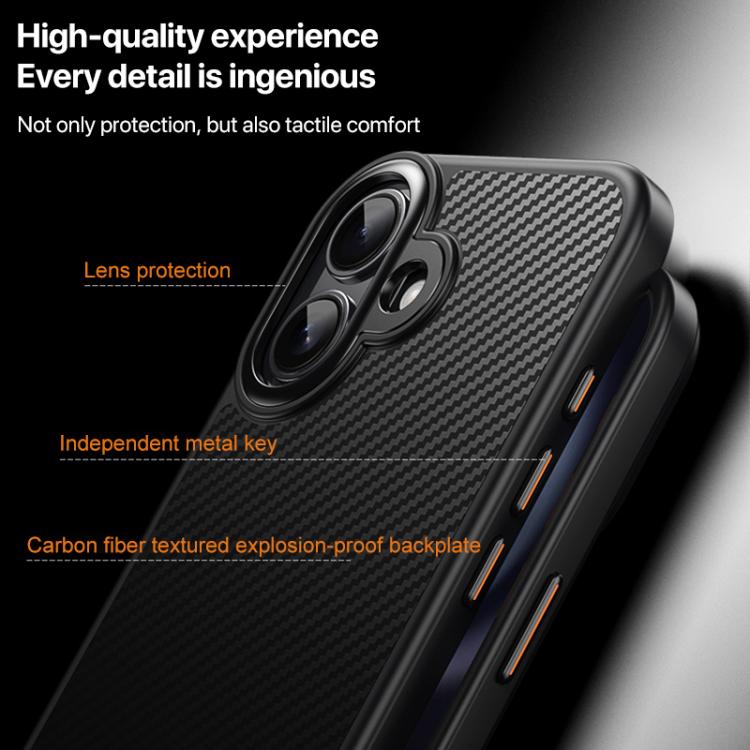 For iPhone 17 Kevlar Fiber Texture Shockproof Magnetic Phone Case - Black