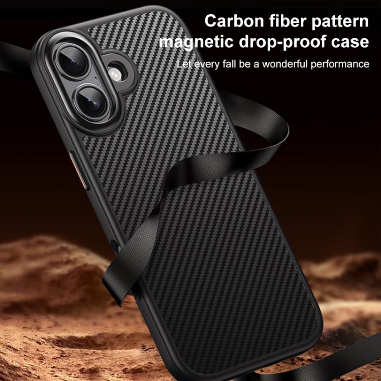 For iPhone 17 Kevlar Fiber Texture Shockproof Magnetic Phone Case - Black